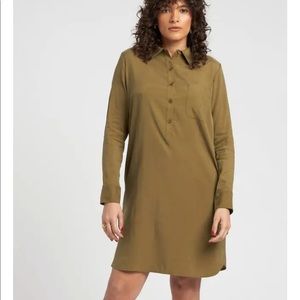 Cupro Rubicon Shirtdress color is military olive